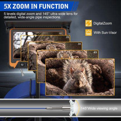 Dainpangolin H7DA Sewer Inspection Camera – 512Hz Locator, Self-Leveling, 7" IPS Monitor