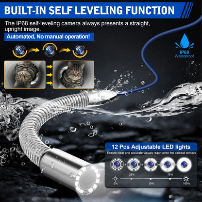 Dainpangolin H7DA Sewer Inspection Camera – 512Hz Locator, Self-Leveling, 7" IPS Monitor